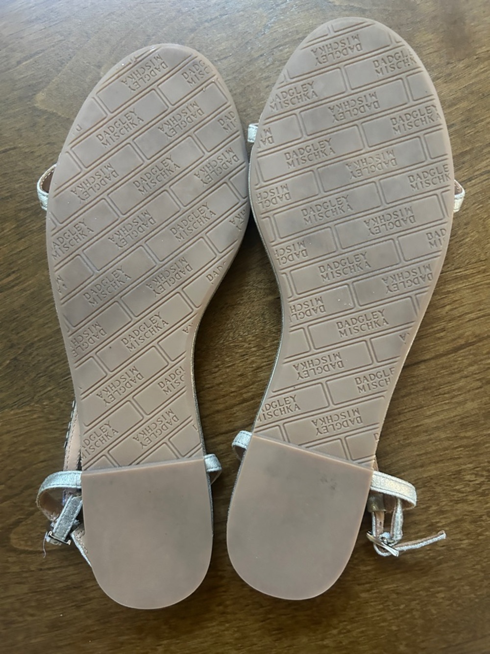 Badgley Mischka Metallic Gold Jeweled T-Strap Sandals - Picture 3 of 5